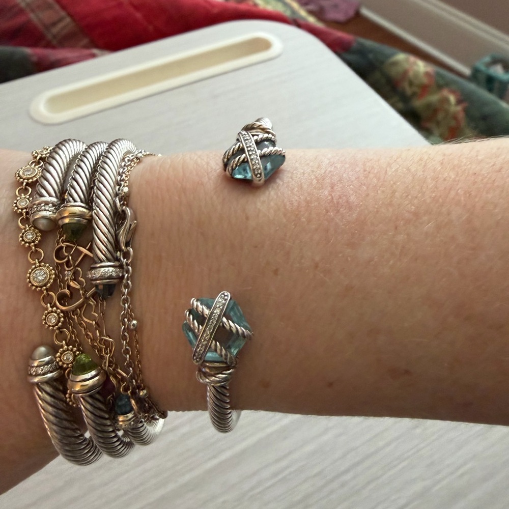 David Yurman Cable Wrap Diamond Blue Topaz Bracelet